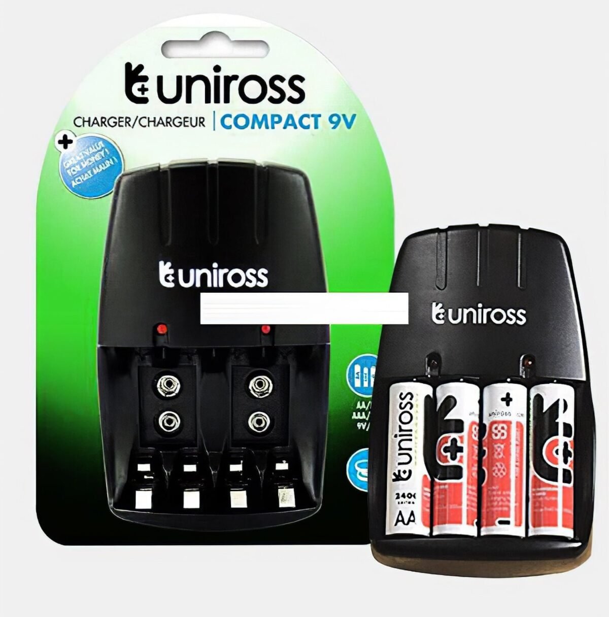 CHARGEUR + 2/4 PILES RECHARGEABLES UNIROS – Image 1
