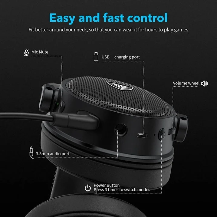 Casque Gaming NUBWO G07-BT Wireless + Bluetooth + Filaire – Image 11