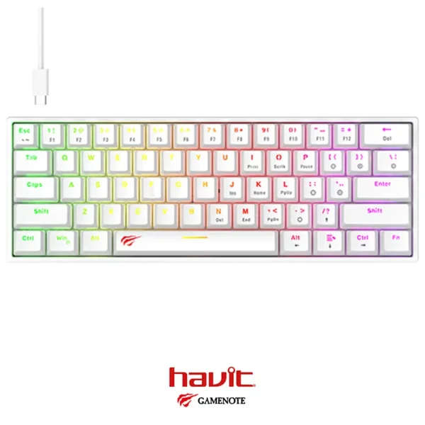 Clavier Mécanique Gaming HAVIT 60 % KB881L WHITE RGB