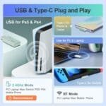 Casque PXN 308E sans fil RVB, USB 2,4 G et Type-C pour PC, PS4, Switch, Mac, ordinateur portable, mobile – Image 4