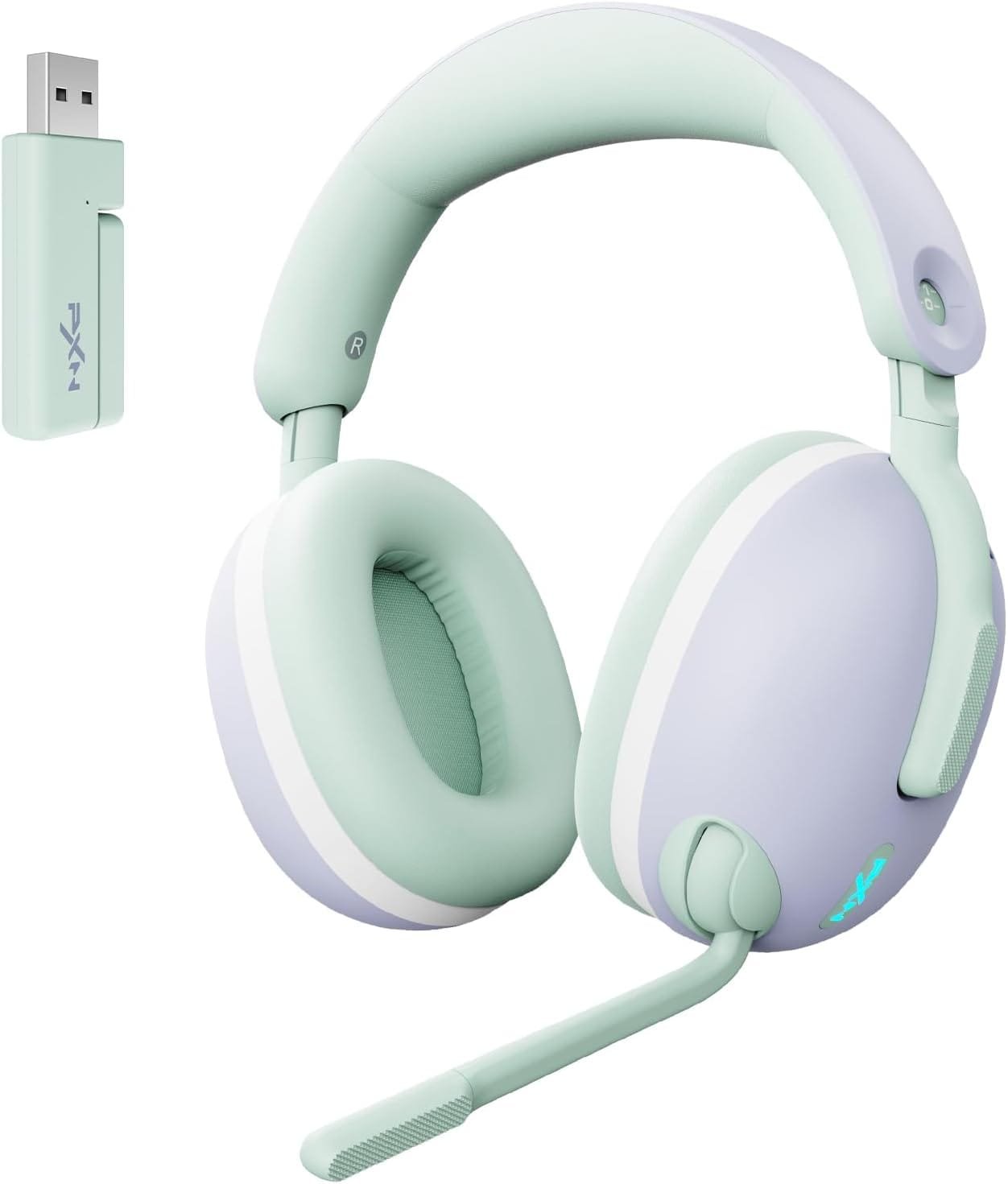 pxn 308e Casque PXN 308E sans fil RVB, USB 2,4 G et Type-C pour PC, PS4, Switch, Mac, ordinateur portable, mobile – Image 1